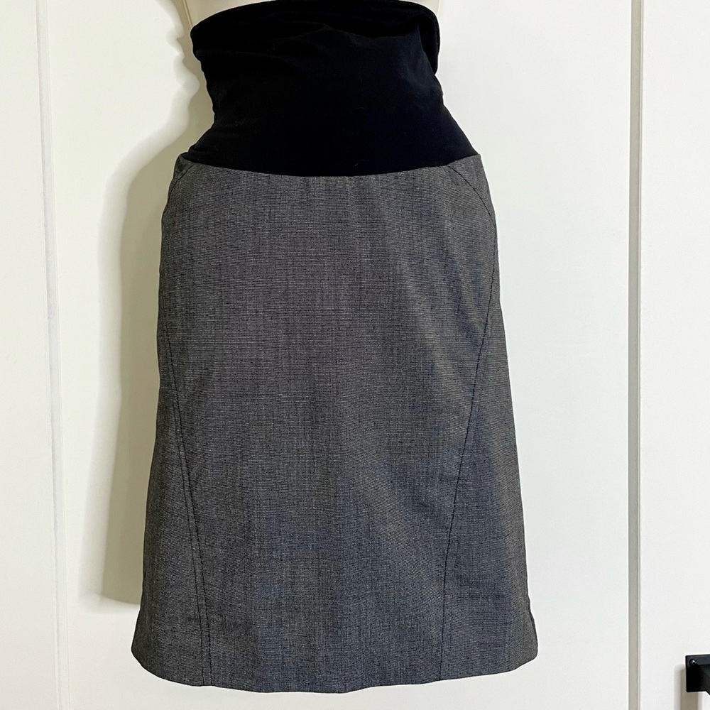 Motherhood maternity gray pencil skirt, office style, over belly panel, size M
